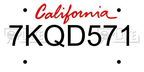 7KQD571 California License Plate