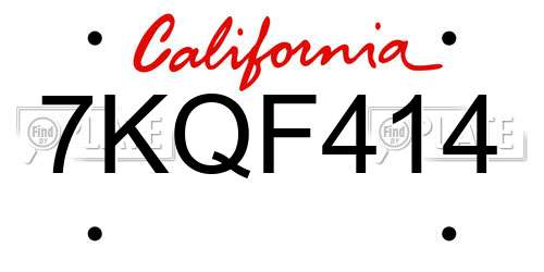 7KQF414 California License Plate