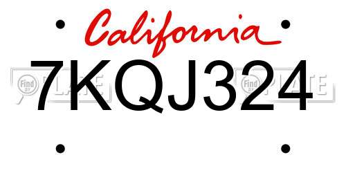 7KQJ324 California License Plate