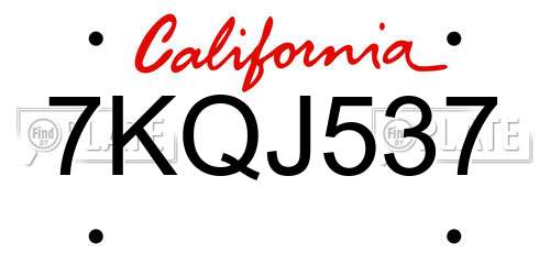 7KQJ537 California License Plate