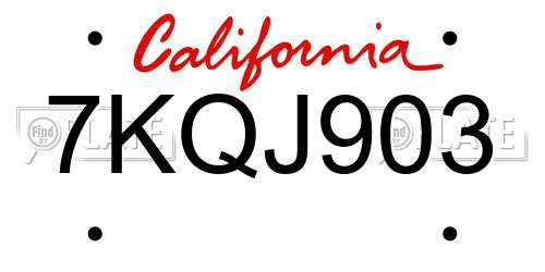 7KQJ903 California License Plate