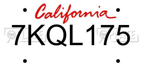 7KQL175 California License Plate
