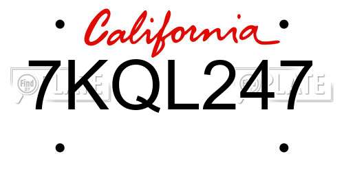 7KQL247 California License Plate