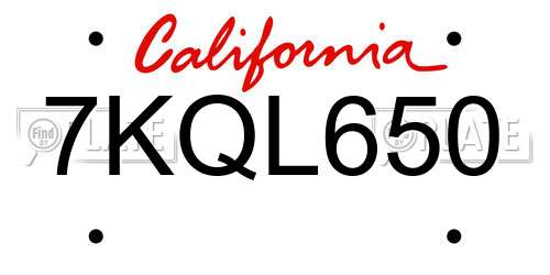 7KQL650 California License Plate