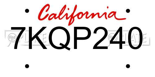 7KQP240 California License Plate