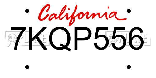 7KQP556 California License Plate