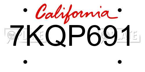 7KQP691 California License Plate