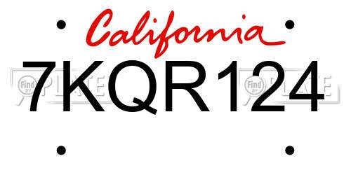 7KQR124 California License Plate