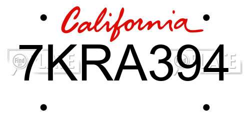 7KRA394 California License Plate
