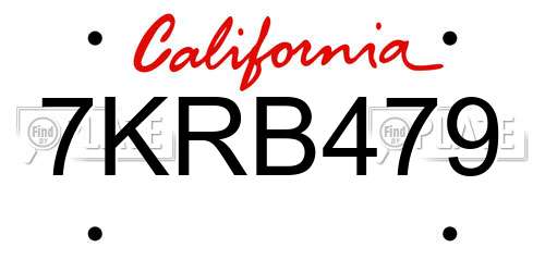 7KRB479 California License Plate