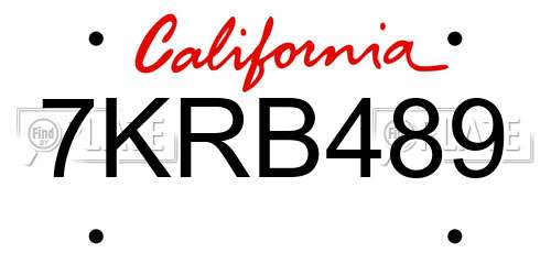 7KRB489 California License Plate