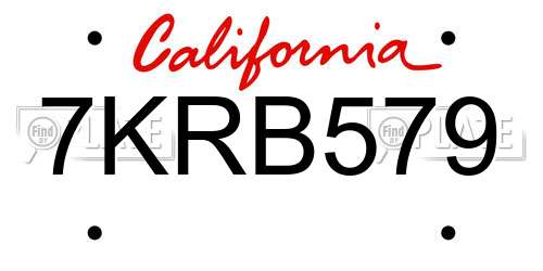 7KRB579 California License Plate
