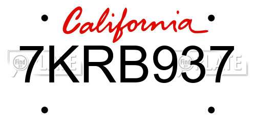 7KRB937 California License Plate