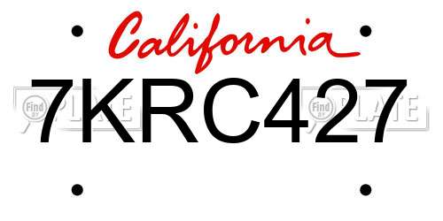 7KRC427 California License Plate