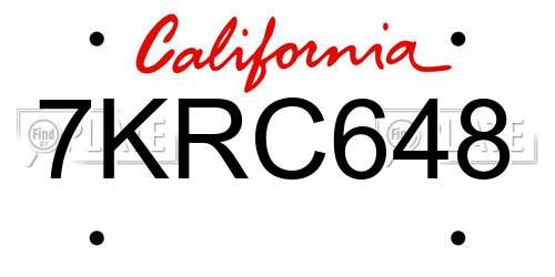 7KRC648 California License Plate