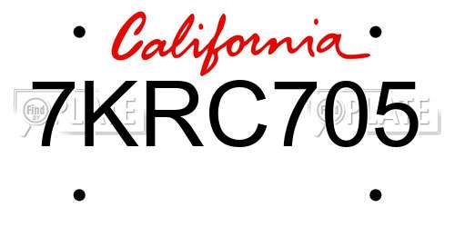 7KRC705 California License Plate