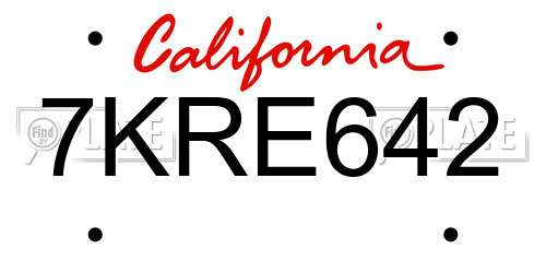 7KRE642 California License Plate