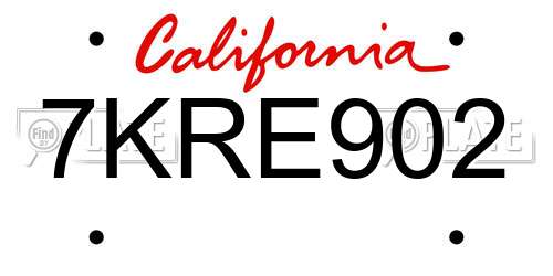 7KRE902 California License Plate