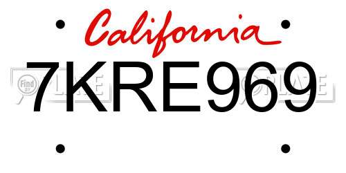 7KRE969 California License Plate