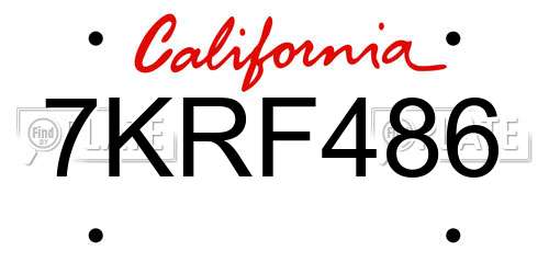 7KRF486 California License Plate