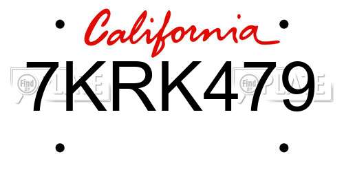 7KRK479 California License Plate