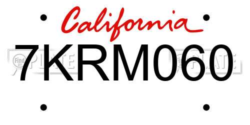 7KRM060 California License Plate