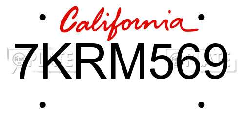 7KRM569 California License Plate