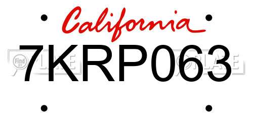 7KRP063 California License Plate