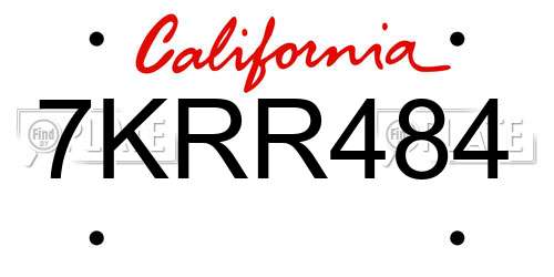 7KRR484 California License Plate