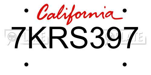 7KRS397 California License Plate