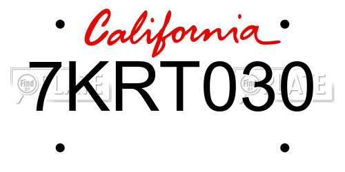 7KRT030 California License Plate