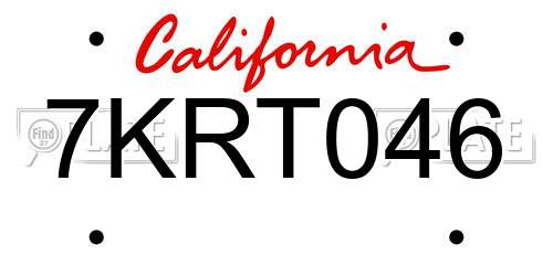 7KRT046 California License Plate