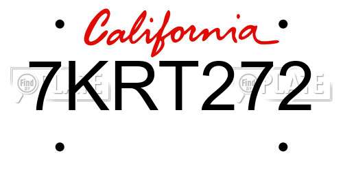 7KRT272 California License Plate