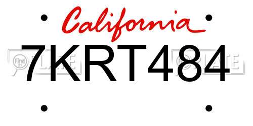 7KRT484 California License Plate