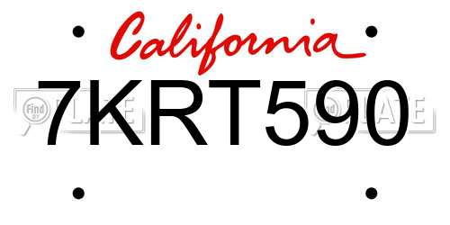 7KRT590 California License Plate