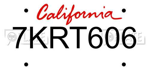 7KRT606 California License Plate