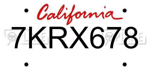 7KRX678 California License Plate