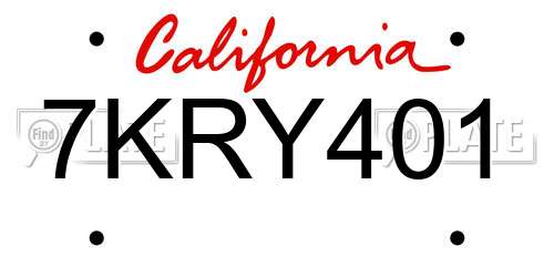 7KRY401 California License Plate