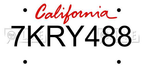 7KRY488 California License Plate