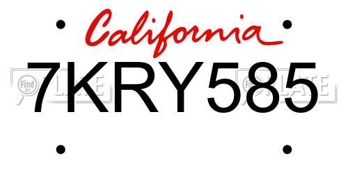 7KRY585 California License Plate