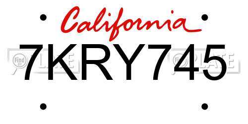 7KRY745 California License Plate
