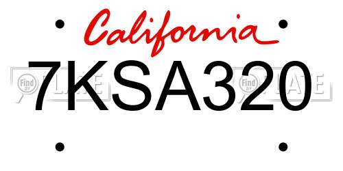 7KSA320 California License Plate