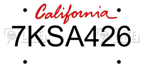 7KSA426 California License Plate