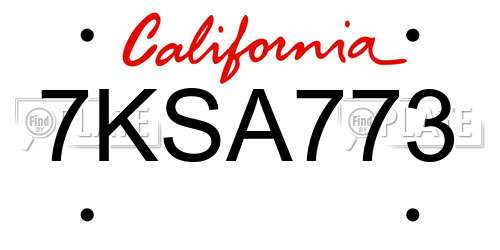 7KSA773 California License Plate
