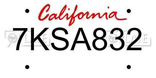 7KSA832 California License Plate