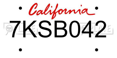 7KSB042 California License Plate