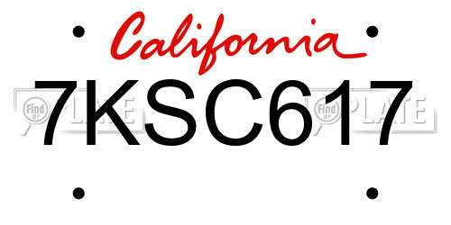 7KSC617 California License Plate