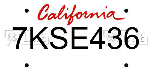7KSE436 California License Plate