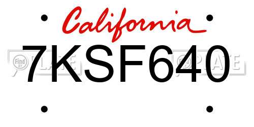 7KSF640 California License Plate