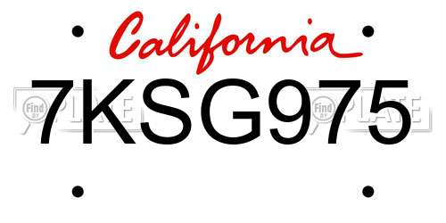 7KSG975 California License Plate